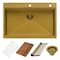 Ruvati 33 inch Polished Brass Matte Gold Workstation Drop-in Topmount Kitchen Sink Single Bowl RVH5003GG - alternate 4